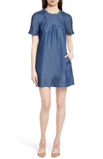 Women's Ted Baker London Byass Button Detail Shift Dress - Blue