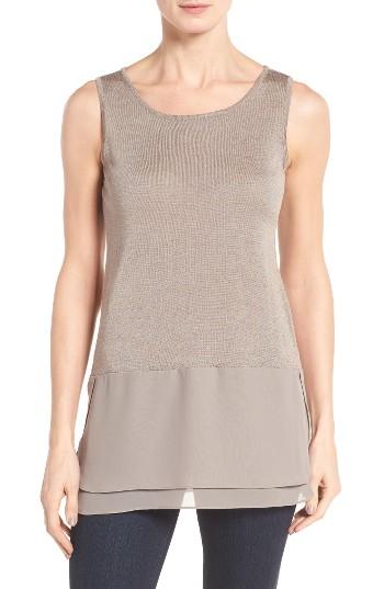 Women's Nic+zoe Chiffon Trim Tank - Beige