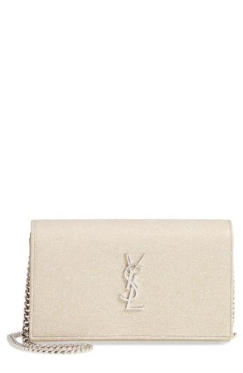 Women's Saint Laurent Monogramme Metallic Wallet On A Chain - Metallic