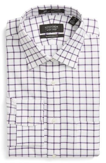 Men's Nordstrom Men's Shop Smartcare(tm) Traditional Fit Check Dress Shirt .5 33 - Purple