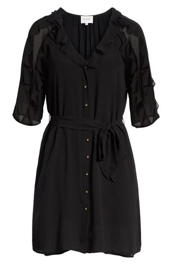Women's Sezane Josephine Belted Shirtdress Us / 34 Fr - Black