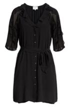 Women's Sezane Josephine Belted Shirtdress Us / 34 Fr - Black
