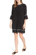 Women's Velvet By Graham & Spencer Pintuck Pleat Lantern Sleeve Babydoll Dress - Black