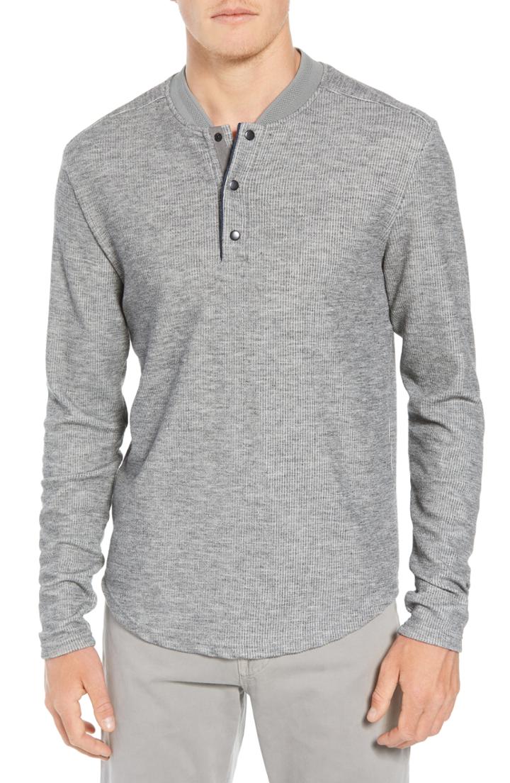 Men's W.r.k Charlie Rib Knit Henley Shirt - Grey