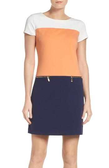 Women's Ellen Tracy Colorblock Ponte Sheath Dress - Orange