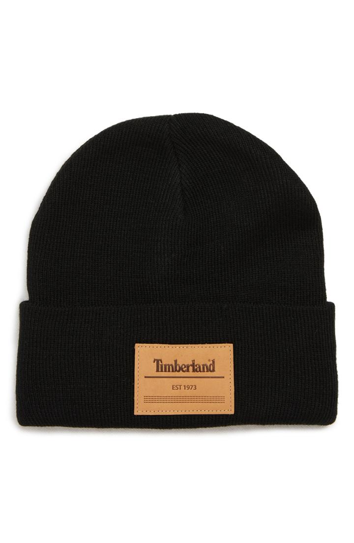 Men's Timberland Watch Logo Patch Beanie - Black