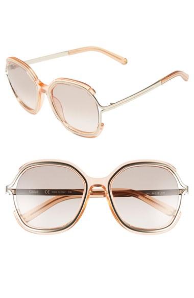 Women's Chloe 'jayme' 54mm Square Sunglasses - Peach