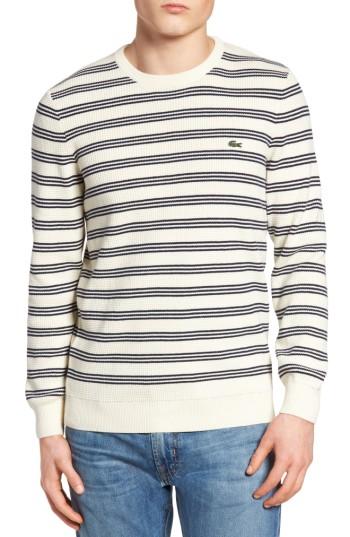 Men's Lacoste Waffle Stitch Stripe Sweater (s) - Grey