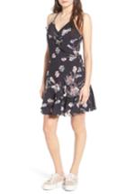 Women's Love, Fire Ruffle Faux Wrap Dress - Black