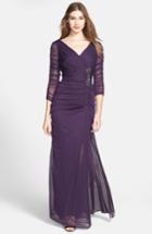 Women's Adrianna Papell Beaded Mesh Gown - Purple