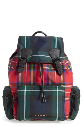 Men's Burberry Tartan Patchwork Backpack - Red