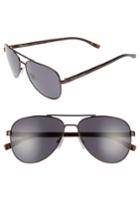 Men's Boss 60mm Aviator Sunglasses - Matte Black/ Brown Grey