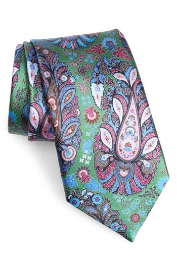Men's Ermenegildo Zegna Quindici + Quindici Paisley Silk Tie, Size - Green