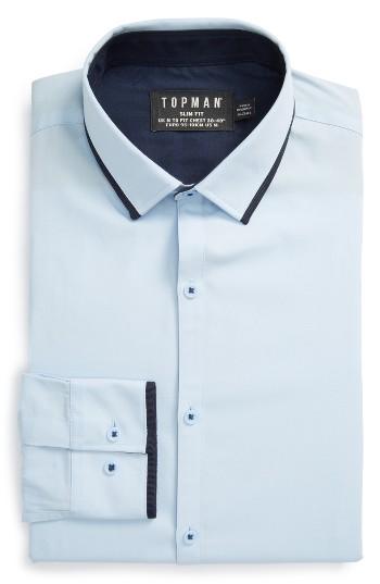 Men's Topman Slim Fit Dress Shirt - Blue