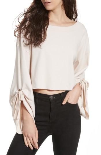 Women's Free People Holala Statement Sleeve Crop Sweatshirt - Ivory