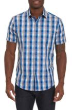 Men's Robert Graham Greenfield Dobby Check Sport Shirt, Size - Blue