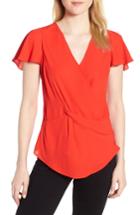 Women's Trouve Knot Front Blouse, Size - Red
