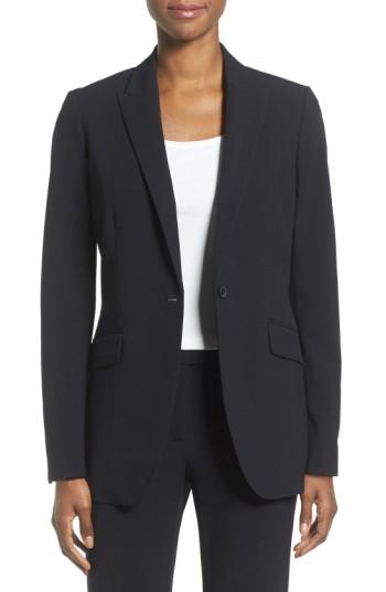 Women's Anne Klein Long Boyfriend Suit Jacket - Black