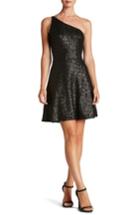 Women's Dress The Population Tina One-shoulder Sequin Fit & Flare Dress - Black