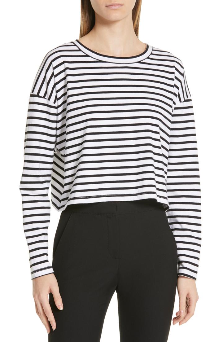 Women's A.l.c. Roberts Stripe Crop Tee - Black
