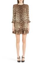 Women's Dolce & Gabbana Leopard Print Stretch Silk Dress Us / 42 It - Brown