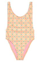 Women's Topshop Check Print One-piece Swimsuit Us (fits Like 0) - Orange