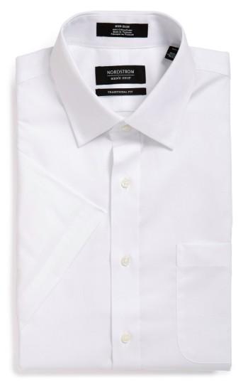 Men's Nordstrom Men's Shop Traditional Fit Non-iron Solid Short Sleeve Dress Shirt