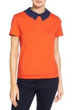 Women's Halogen Eyelet Collar Sweatshirt - Orange
