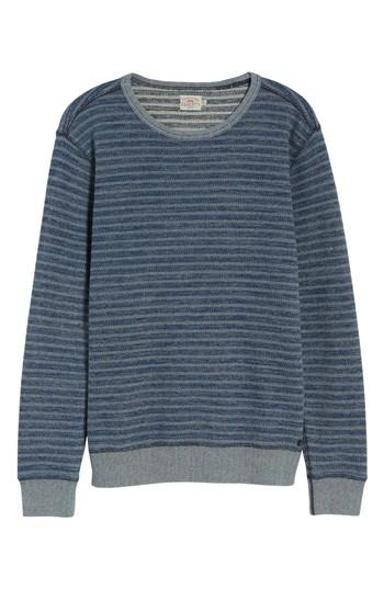 Men's Faherty Stripe Crewneck Sweatshirt, Size - Blue