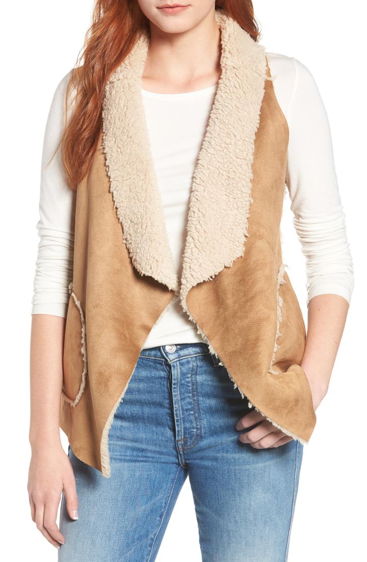 Women's Bb Dakota Easily Suede Faux Shearling Vest