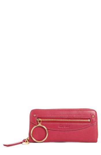 Women's See By Chloe Mino Zip Around Leather Wallet - Pink