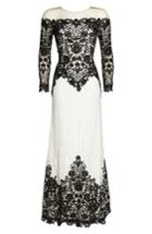 Women's Tadashi Shoji Illusion Neck Two-tone Lace Gown - Black