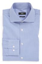 Men's Boss 'miles' Sharp Fit Check Dress Shirt R - Blue