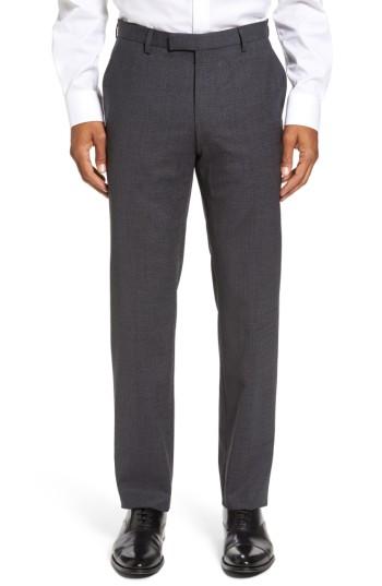 Men's Boss Leenon Classic Fit Stretch Wool Trousers R - Grey