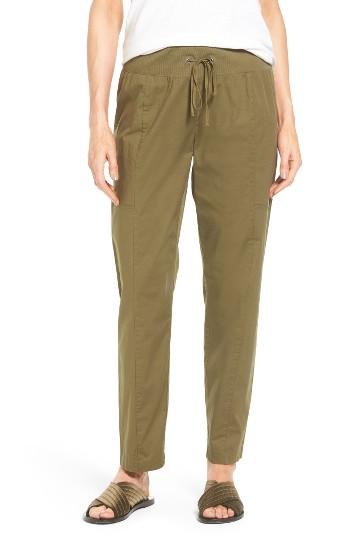 Petite Women's Eileen Fisher Drawstring Ankle Pants, Size P - Green
