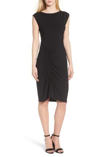 Women's Trouve Ruched Knit Dress, Size - Black