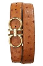 Men's Salvatore Ferragamo Ostrich Leather Belt - Cuoio