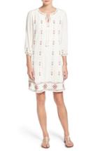 Women's Caslon Three-quarter Sleeve Embroidered Shift Dress
