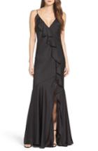 Women's Aidan Mattox Cascading Ruffle Front Mermaid Gown