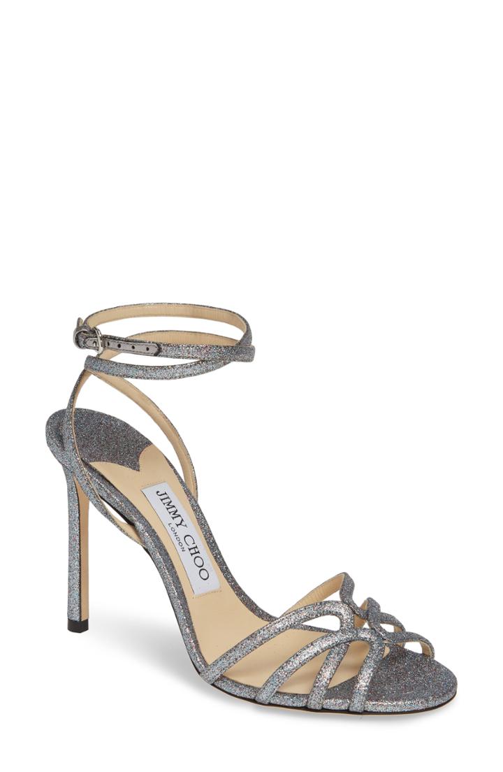 Women's Jimmy Choo Mimi Ankle Strap Sandal Us / 37eu - Metallic