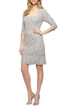 Women's Alex Evenings Sequin Lace Shift Dress - Metallic