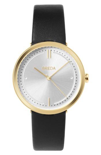 Women's Breda Agnes Leather Strap Watch, 34mm