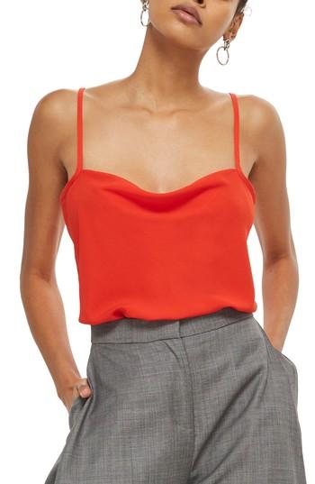 Women's Topshop Cowl Neck Camisole Us (fits Like 0) - Red