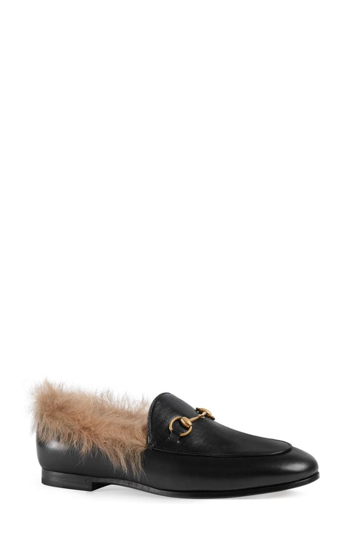Women's Gucci Jordaan Genuine Shearling Lining Loafer