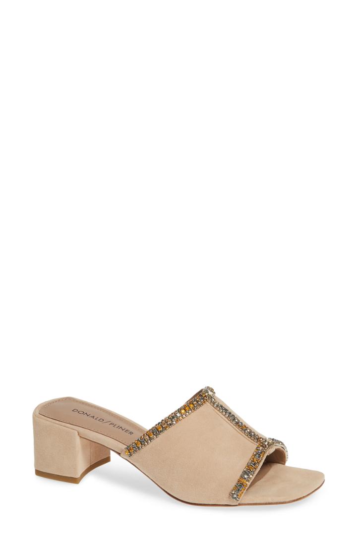 Women's Donald Pliner Bete Crystal Embellished Slide Sandal M - Beige