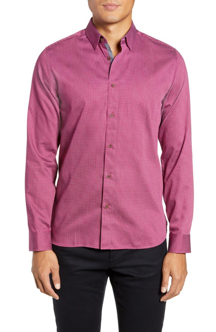 Men's Ted Baker London Subik Slim Fit Geo Print Sport Shirt (s) - Purple