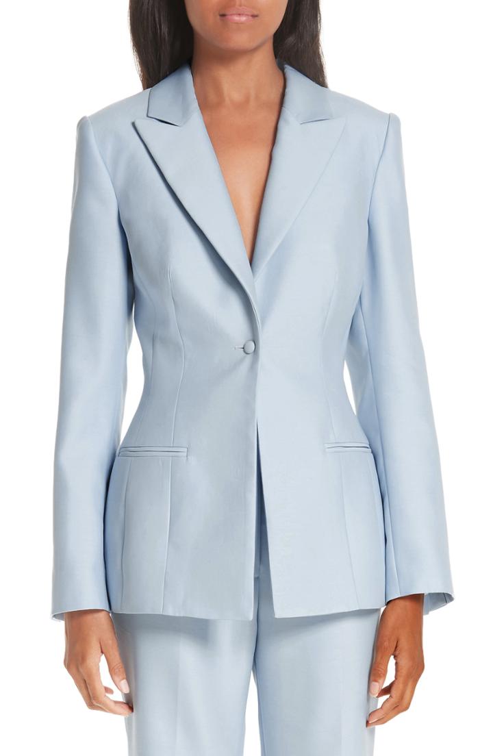 Women's Partow One-button Wool & Silk Jacket - Blue