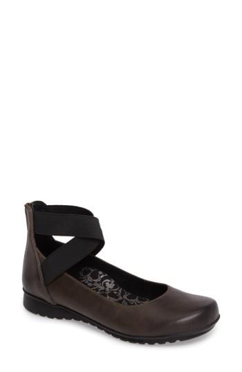 Women's Aetrex 'dakota' Ankle Strap Ballet Flat Eu - Grey
