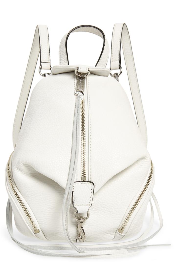 Rebecca Minkoff Mini Julian Pebbled Leather Convertible Backpack - White