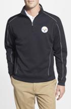 Men's Cutter & Buck 'pittsburgh Steelers - Edge' Drytec Moisture Wicking Half Zip Pullover - Black